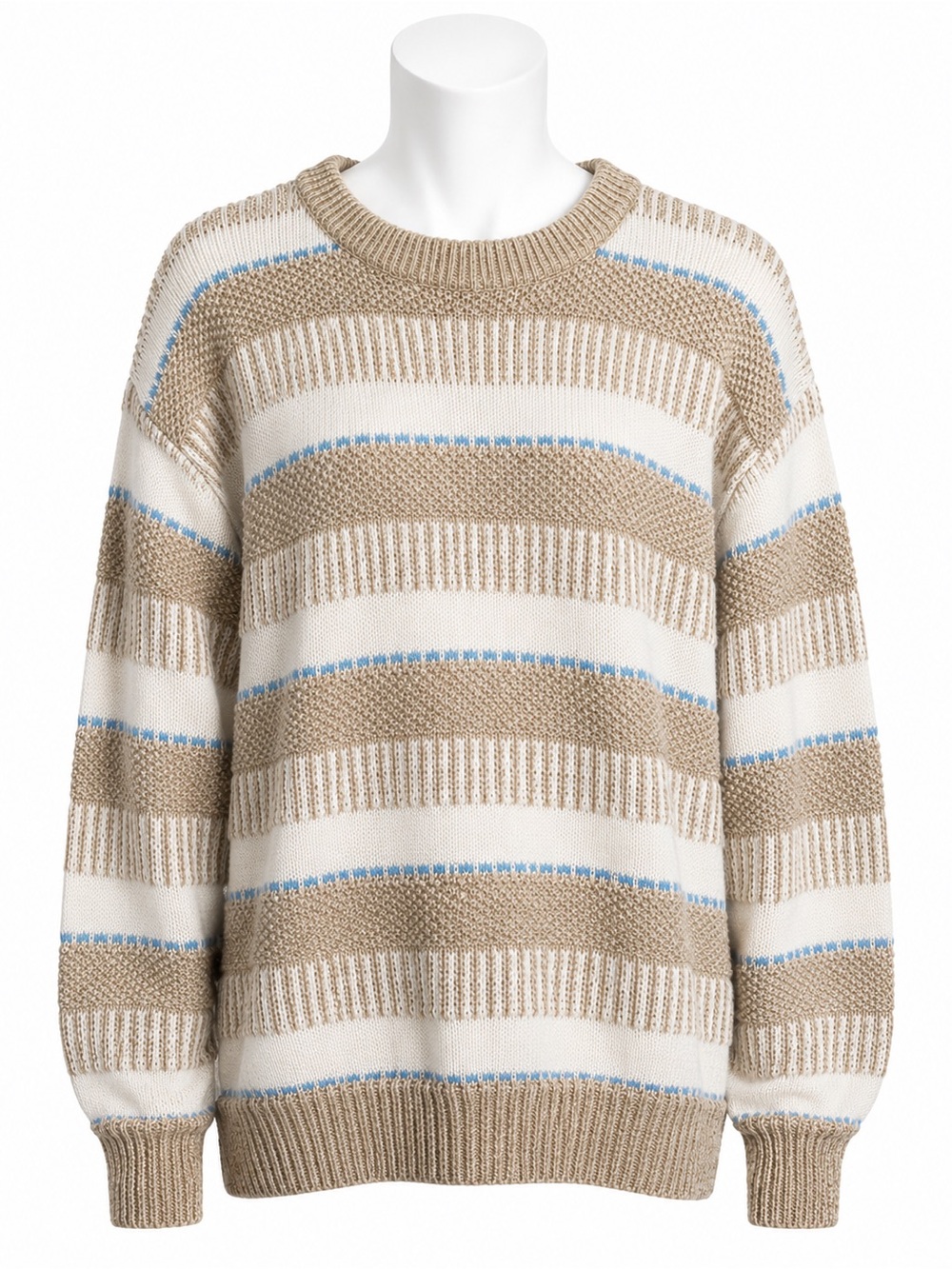 Size L Vintage IZOD Women’s Cotton Linen Blend Chunky Knit Sweater Beige‎